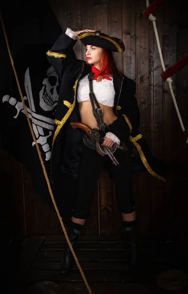 Menina pirata capitão — Fotografia de Stock