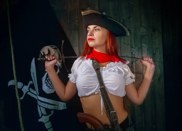 Menina pirata capitão — Fotografia de Stock