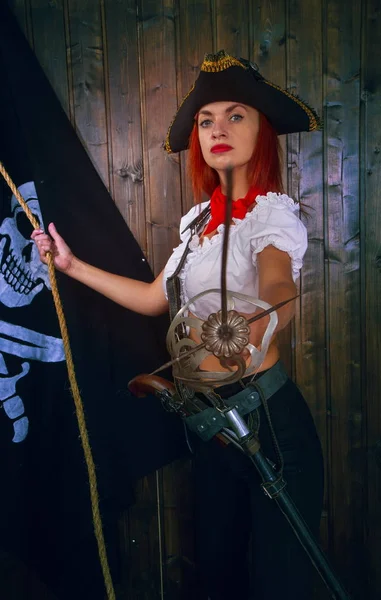 Menina pirata capitão — Fotografia de Stock