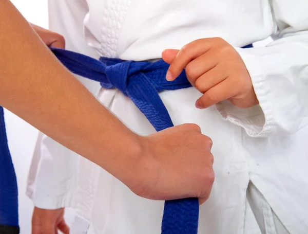 Little karateka girl — Stock Photo, Image