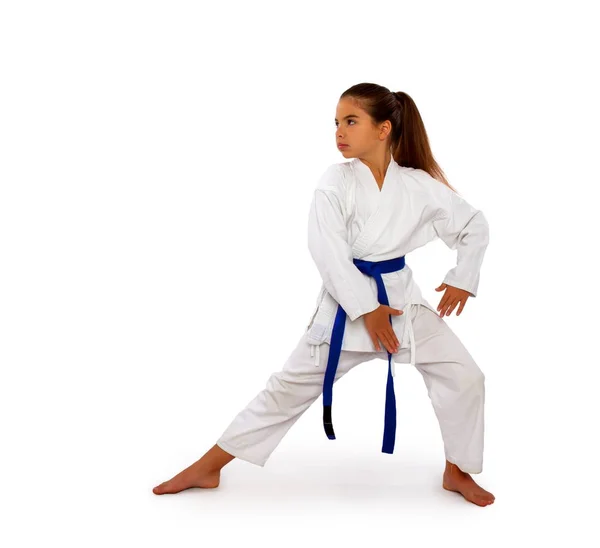 Little karateka girl — Stock Photo, Image