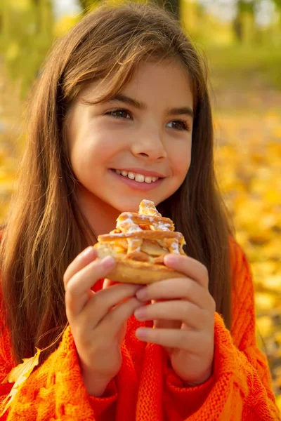 Girl pie picnic — Stock Photo, Image