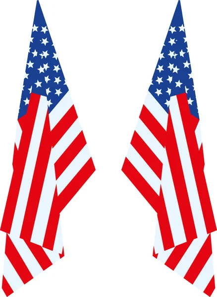 Simples Estados Unidos América Bandeira Pendurada Dobras Sobre Fundo Branco —  Vetores de Stock