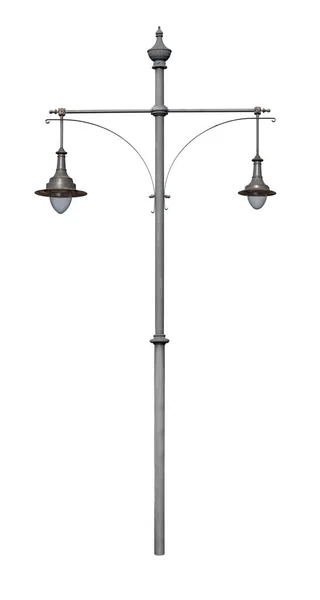 Уличный фонарный столб, изолированный над белым — стоковое фото