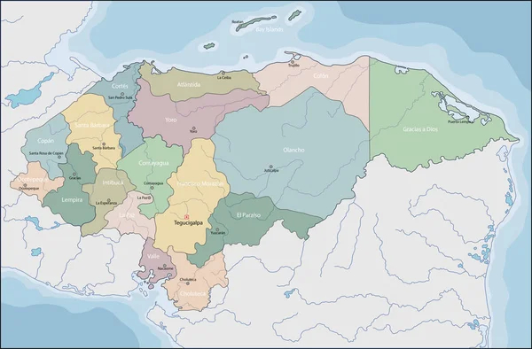 O mapa de El Honduras — Vetor de Stock