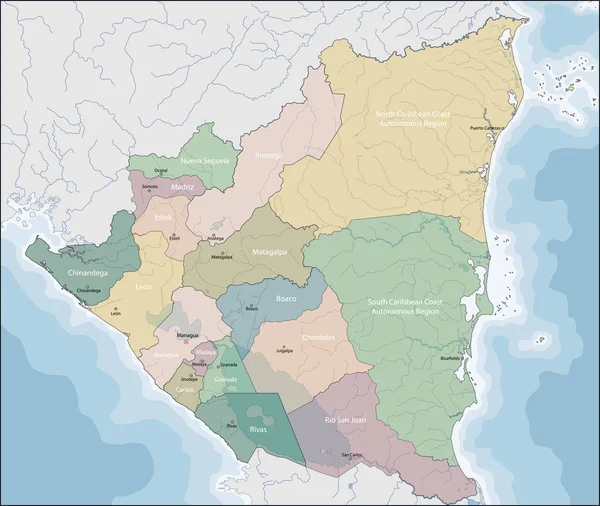 Χάρτης της Νικαράγουας — Διανυσματικό Αρχείο