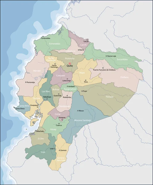 La mappa di ecuador — Vettoriale Stock