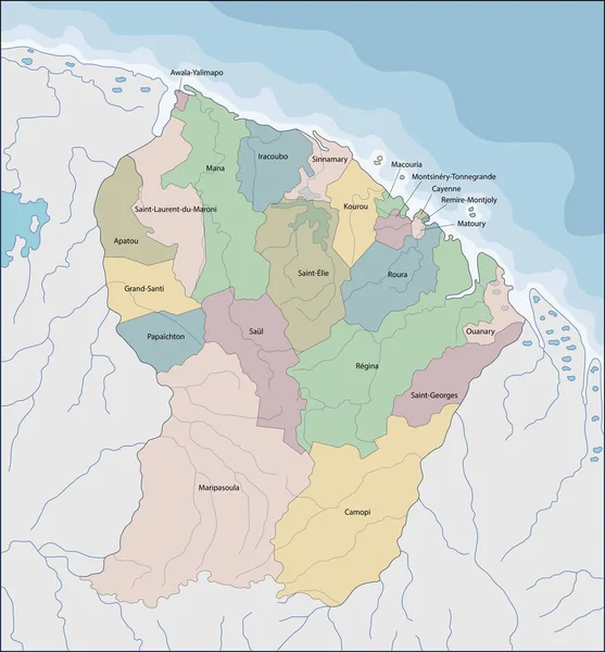 Mapa de Guiana francesa —  Vetores de Stock