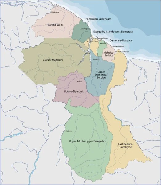 O mapa de Guiana — Vetor de Stock