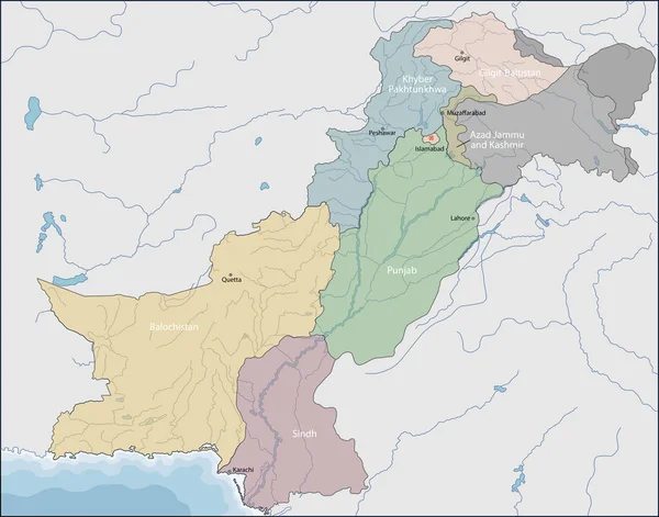 La carte de Pakistan — Image vectorielle