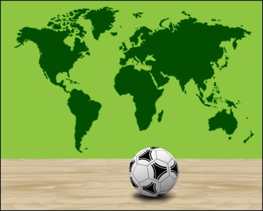 Yeşil dünya haritası ile futbol topu illüstrasyon