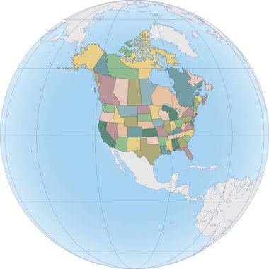 ABD ve Kanada ile Kuzey Amerika harita