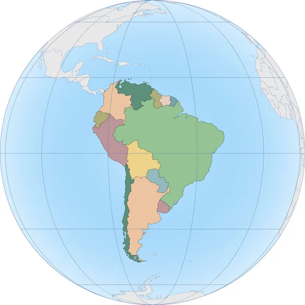 América del Sur continente se divide por país — Vector de stock