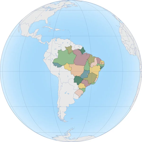 Sudamérica con Brasil en el Globo — Vector de stock