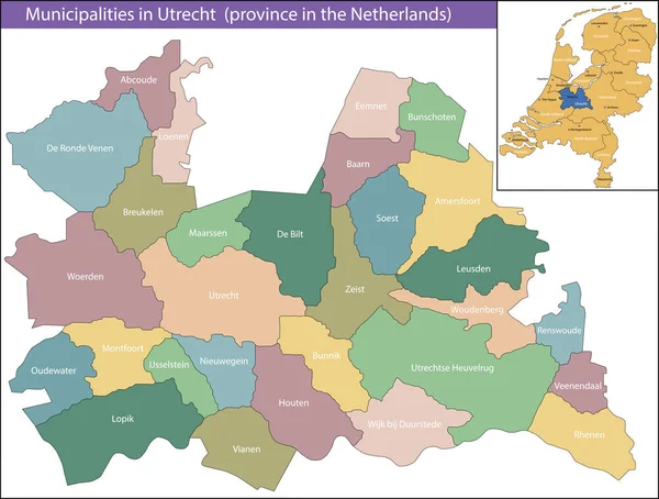 Utrecht es una provincia de los Países Bajos — Vector de stock