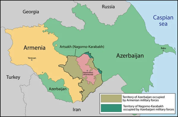 Artsakh vagy a Nagorno-Karabah Köztársaság egy részben elismert ország a Dél-Kaukázusban Vektor Grafikák