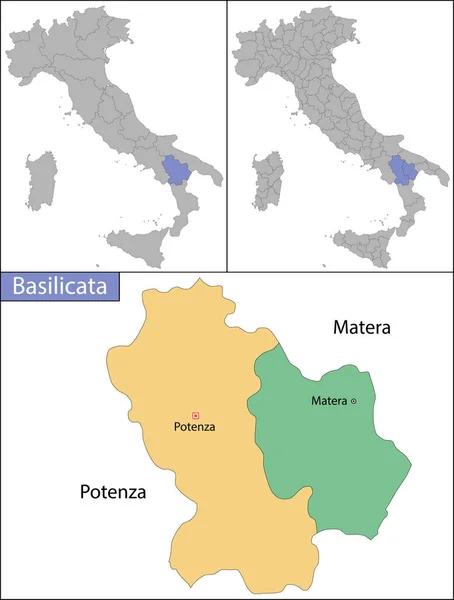 Basilicata Güney İtalya 'da bir idari bölgedir. Stok Vektör
