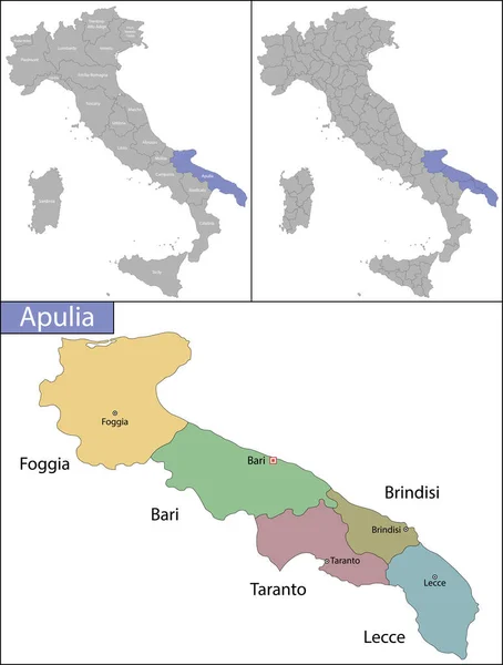 Illustration av Apulien är en region i södra Italien — Stock vektor