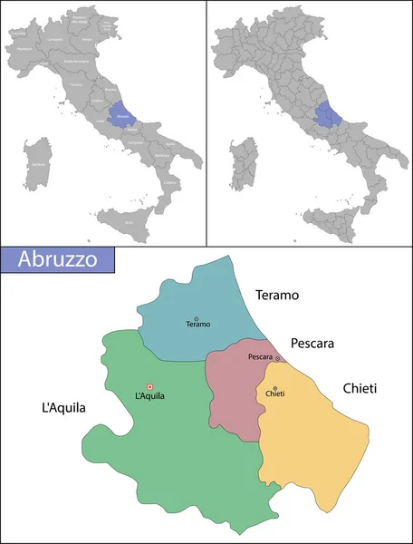 Illustration of Abruzzo is a region in Southern Italy — Stock Vector