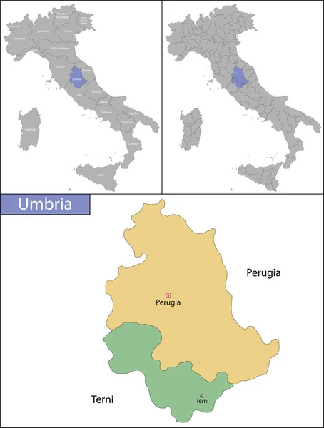 Umbrien ist eine Region in Mittelitalien — Stockvektor