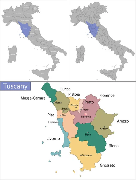 Illustratie van Toscane is een regio in centraal Italië — Stockvector