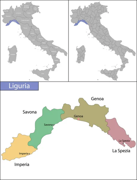 リグーリアはイタリア北西部の地域です。 ロイヤリティフリーのストックイラスト