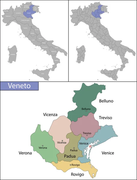 Veneto es una región en el noreste de Italia — Archivo Imágenes Vectoriales