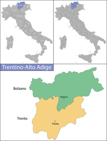 트렌티노 알토 아디 게 (Trentino-Alto Adige) 는 이탈리아 북부의 지역이다 — 스톡 벡터