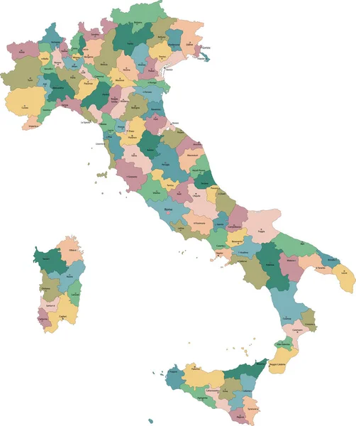 İtalya 'nın idari bölgelerinin vektör illüstrasyonu Vektör Grafikler