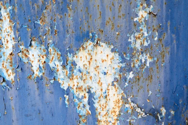Pared Metal Oxidado Con Pintura Azul Descascarillado — Foto de Stock