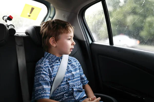 Portrait Child Sitting Car — Stock Photo, Image