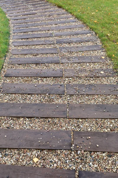 Wooden Path Pebbles Park — Stock Photo, Image