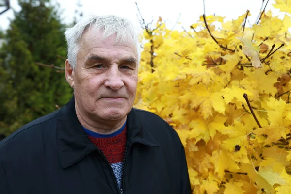 Портрет Пожилого Человека Осеннем Парке — стоковое фото