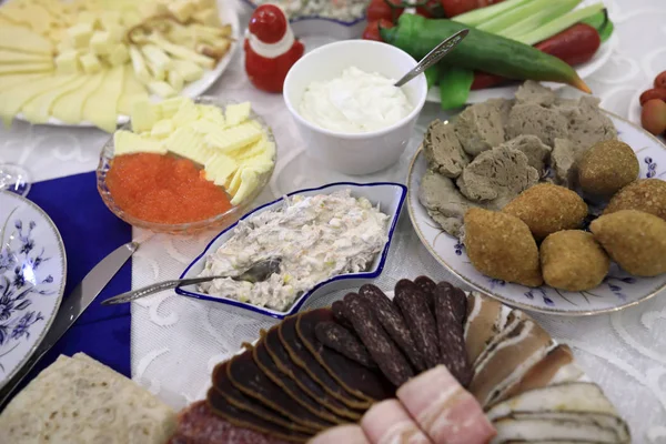 Plates Various Armenian Snacks Table — Stock Photo, Image