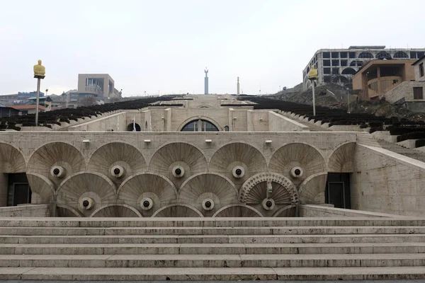 Landskap Yerevan Cascade Trappa Vintern Armenien — Stockfoto