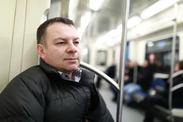 Man in subway train — Stock Photo, Image