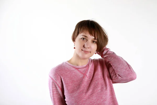 Woman posing on white background — Stock Photo, Image