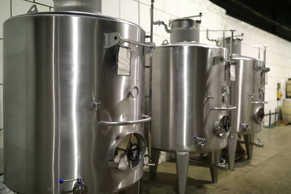 Metal tanks at the winery — Stock Photo, Image