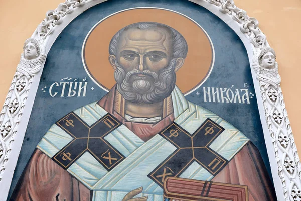 Фреска Святого Николая — стоковое фото