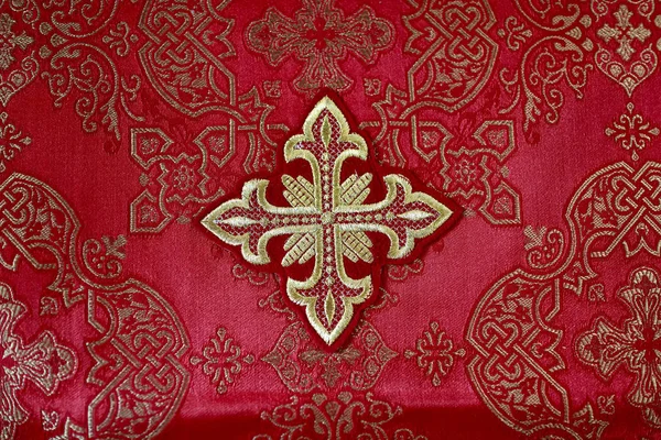 Red cloth with cross — Stock Photo, Image