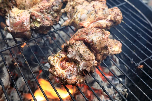 Cooking lamb on grill — Stock Photo, Image