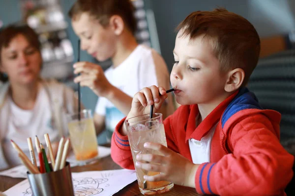 Brothers drinking lemonade — Stock Photo, Image