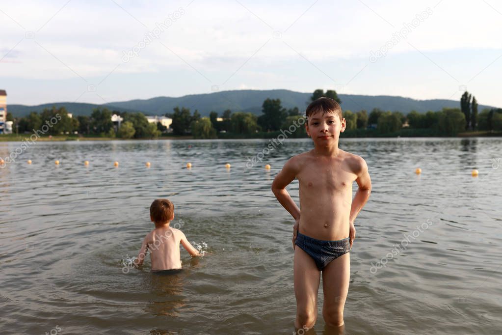 Boy in lake
