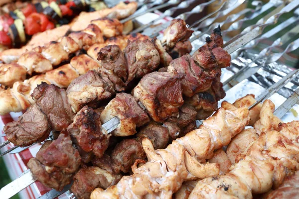 Various kebabs on skewers — Stock Photo, Image