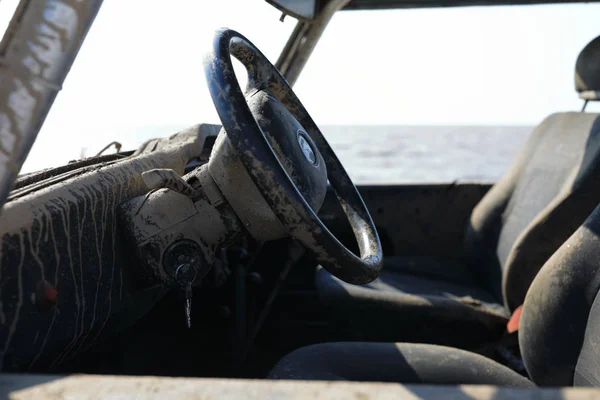 Interior of dirty jeep — Stock Photo, Image