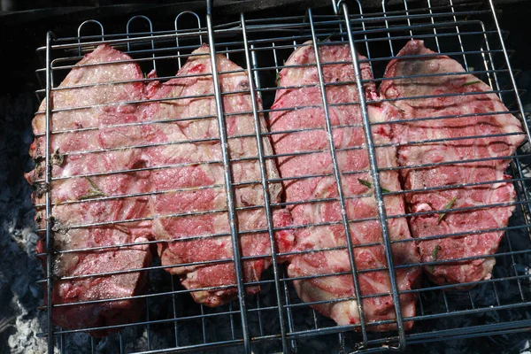 Grillezés Sertés Nyak Grill Pikniken — Stock Fotó