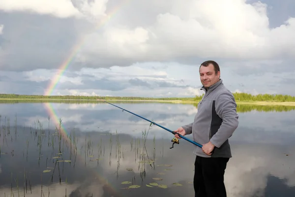 Människofiske Vid Seliger Lake Tver Region Ryssland — Stockfoto