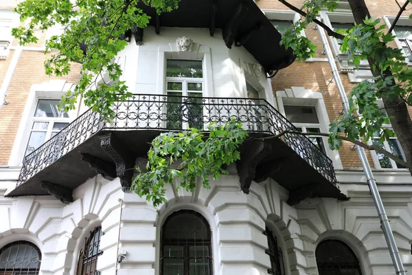 Façade Avec Balcon Vieil Immeuble Moscou — Photo