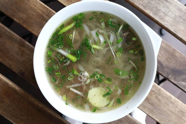 Cuenco Con Sopa Fideos Carne Vietnamita Restaurante — Foto de Stock