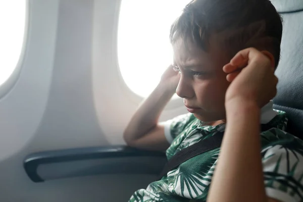 Child Has Ear Pains Plane Landing Flight Royalty Free Stock Images